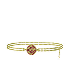 Geum Daire Bilezik - Garnet 925 ayar altın kaplama gümüş bilezik (40 cm gümüş rolo zincir) #15r73c9