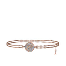 Geum Daire Bilezik - Pırlanta 925 ayar rose altın kaplama gümüş bilezik (0.312 karat, 40 cm rose altın rolo zincir) #19sx3vb