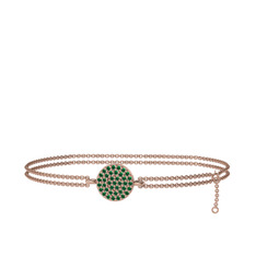 Geum Daire Bilezik - Yeşil kuvars 925 ayar rose altın kaplama gümüş bilezik (40 cm rose altın rolo zincir) #1c0z17l