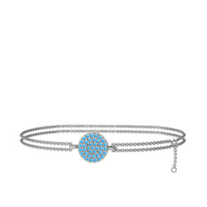 Akuamarin 8 ayar beyaz altın bilezik (40 cm beyaz altın rolo zincir)