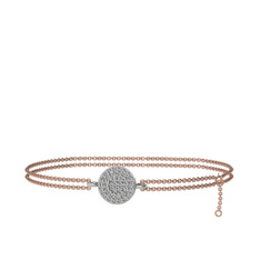 Geum Daire Bilezik - Swarovski 925 ayar gümüş bilezik (40 cm rose altın rolo zincir) #1ceqwi1