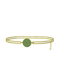 Geum Daire Bilezik - Yeşil kuvars 14 ayar altın bilezik (40 cm altın rolo zincir) #1dl64lt