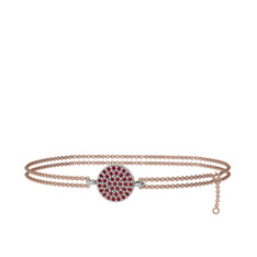 Garnet 8 ayar beyaz altın bilezik (40 cm gümüş rolo zincir)