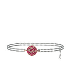 Geum Daire Bilezik - Rodolit garnet 8 ayar rose altın bilezik (40 cm beyaz altın rolo zincir) #1dt8a66