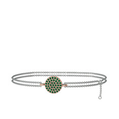 Yeşil kuvars 8 ayar rose altın bilezik (40 cm gümüş rolo zincir)