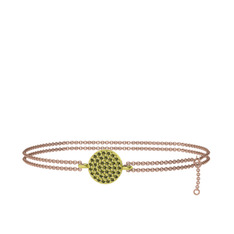 Peridot 18 ayar altın bilezik (40 cm gümüş rolo zincir)