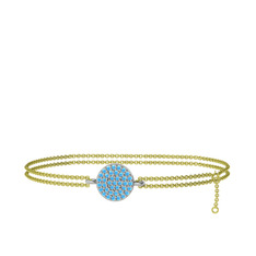 Geum Daire Bilezik - Akuamarin 18 ayar beyaz altın bilezik (40 cm altın rolo zincir) #1iv4tpy