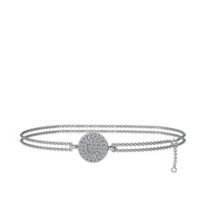 Geum Daire Bilezik - Pırlanta 8 ayar beyaz altın bilezik (0.312 karat, 40 cm beyaz altın rolo zincir) #1iv70mh