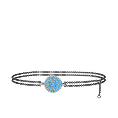 Geum Daire Bilezik - Akuamarin 18 ayar beyaz altın bilezik (40 cm gümüş rolo zincir) #1knn1b2