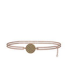 Peridot 14 ayar rose altın bilezik (40 cm gümüş rolo zincir)