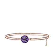 Lab safir 925 ayar rose altın kaplama gümüş bilezik (40 cm rose altın rolo zincir)
