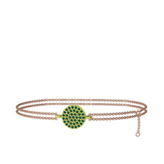 Yeşil kuvars 18 ayar altın bilezik (40 cm gümüş rolo zincir)