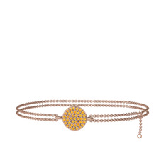 Geum Daire Bilezik - Sitrin 925 ayar rose altın kaplama gümüş bilezik (40 cm rose altın rolo zincir) #1se716p