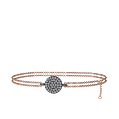 Geum Daire Bilezik - Swarovski 925 ayar siyah rodyum kaplama gümüş bilezik (40 cm rose altın rolo zincir) #1vxqq20