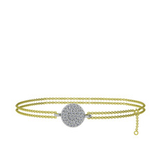 Geum Daire Bilezik - Pırlanta 925 ayar gümüş bilezik (0.312 karat, 40 cm altın rolo zincir) #1w2ltvv