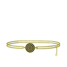 Siyah zirkon 18 ayar altın bilezik (40 cm altın rolo zincir)