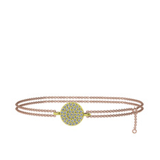 Geum Daire Bilezik - Pırlanta 925 ayar altın kaplama gümüş bilezik (0.312 karat, 40 cm rose altın rolo zincir) #27pqe9
