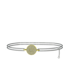 Geum Daire Bilezik - Pırlanta 925 ayar altın kaplama gümüş bilezik (0.312 karat, 40 cm gümüş rolo zincir) #6h45fv