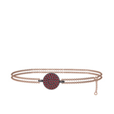 Geum Daire Bilezik - Garnet 925 ayar siyah rodyum kaplama gümüş bilezik (40 cm rose altın rolo zincir) #6wqhxn
