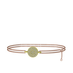 Geum Daire Bilezik - Swarovski 18 ayar altın bilezik (40 cm rose altın rolo zincir) #7otw8m
