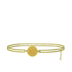 Geum Daire Bilezik - Sitrin 8 ayar altın bilezik (40 cm altın rolo zincir) #7p4es