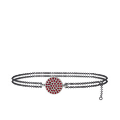Garnet 18 ayar beyaz altın bilezik (40 cm gümüş rolo zincir)
