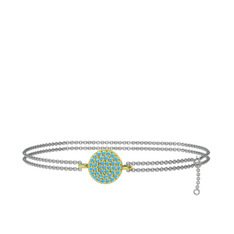 Geum Daire Bilezik - Akuamarin 8 ayar altın bilezik (40 cm beyaz altın rolo zincir) #dji52f