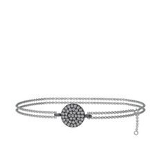 Geum Daire Bilezik - Swarovski 925 ayar siyah rodyum kaplama gümüş bilezik (40 cm beyaz altın rolo zincir) #eq9zcb