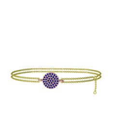 Geum Daire Bilezik - Lab safir 14 ayar rose altın bilezik (40 cm gümüş rolo zincir) #hlnu4m