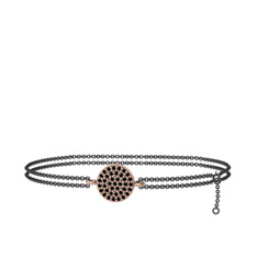 Siyah zirkon 8 ayar rose altın bilezik (40 cm gümüş rolo zincir)