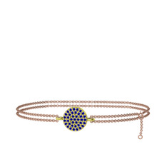 Geum Daire Bilezik - Lab safir 8 ayar altın bilezik (40 cm rose altın rolo zincir) #j5i9dy