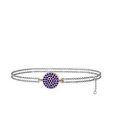 Geum Daire Bilezik - Lab safir 14 ayar rose altın bilezik (40 cm gümüş rolo zincir) #k3u3tc