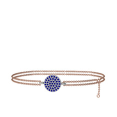 Lab safir 14 ayar beyaz altın bilezik (40 cm rose altın rolo zincir)