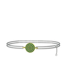 Yeşil kuvars 8 ayar altın bilezik (40 cm gümüş rolo zincir)