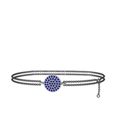 Geum Daire Bilezik - Lab safir 8 ayar beyaz altın bilezik (40 cm gümüş rolo zincir) #ppw63g