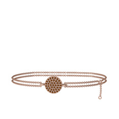 Geum Daire Bilezik - Dumanlı kuvars 925 ayar rose altın kaplama gümüş bilezik (40 cm rose altın rolo zincir) #sypslf