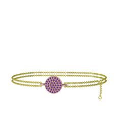 Geum Daire Bilezik - Ametist 14 ayar rose altın bilezik (40 cm gümüş rolo zincir) #tiab5m