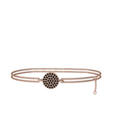 Geum Daire Bilezik - Siyah zirkon 14 ayar rose altın bilezik (40 cm rose altın rolo zincir) #txg0js