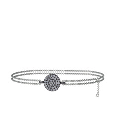 Geum Daire Bilezik - Pırlanta 925 ayar siyah rodyum kaplama gümüş bilezik (0.312 karat, 40 cm beyaz altın rolo zincir) #v9jbks