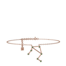 Libra Halhal - Yeşil kuvars 18 ayar rose altın bilezik (20 cm rose altın rolo zincir) #10i6ils