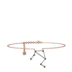 Libra Halhal - Dumanlı kuvars 14 ayar beyaz altın bilezik (20 cm rose altın rolo zincir) #10kr9rr