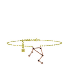 Libra Halhal - Siyah zirkon 925 ayar rose altın kaplama gümüş bilezik (20 cm altın rolo zincir) #1877wuq