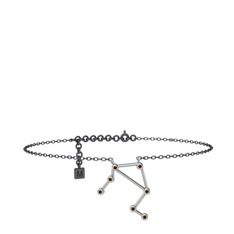 Dumanlı kuvars 8 ayar beyaz altın bilezik (20 cm gümüş rolo zincir)