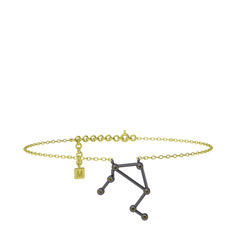 Peridot 925 ayar siyah rodyum kaplama gümüş bilezik (20 cm altın rolo zincir)