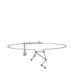 Libra Halhal - Yeşil kuvars 8 ayar beyaz altın bilezik (20 cm beyaz altın rolo zincir) #1houbjw