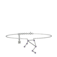 Libra Halhal - Ametist 14 ayar beyaz altın bilezik (20 cm beyaz altın rolo zincir) #1huinjk