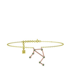 Libra Halhal - Yeşil kuvars 925 ayar rose altın kaplama gümüş bilezik (20 cm altın rolo zincir) #1idh4b1