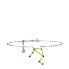 Libra Halhal - Lab safir 925 ayar altın kaplama gümüş bilezik (20 cm gümüş rolo zincir) #1pc8lf0