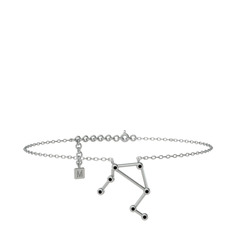 Libra Halhal - Siyah zirkon 925 ayar gümüş bilezik (20 cm beyaz altın rolo zincir) #1q8zcp