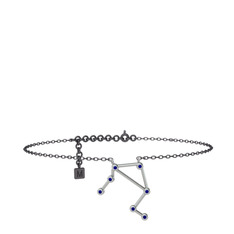 Libra Halhal - Lab safir 18 ayar beyaz altın bilezik (20 cm gümüş rolo zincir) #1t1v7t3
